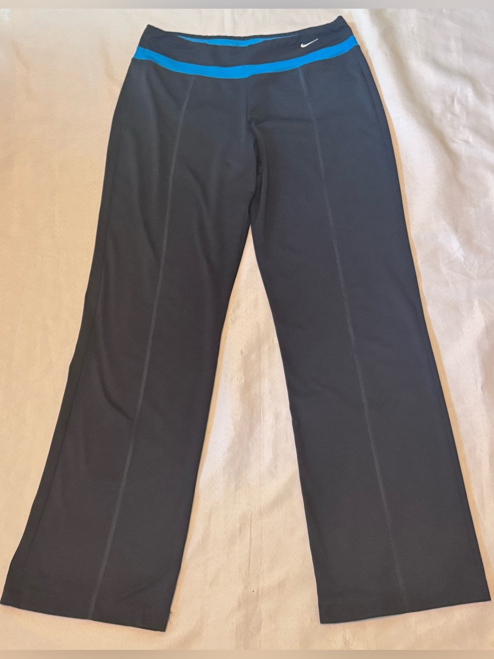 Nike Vintage Circa 2003 Wide Leg Athletic Pants Dri-Fit with Blue Waistband EUC